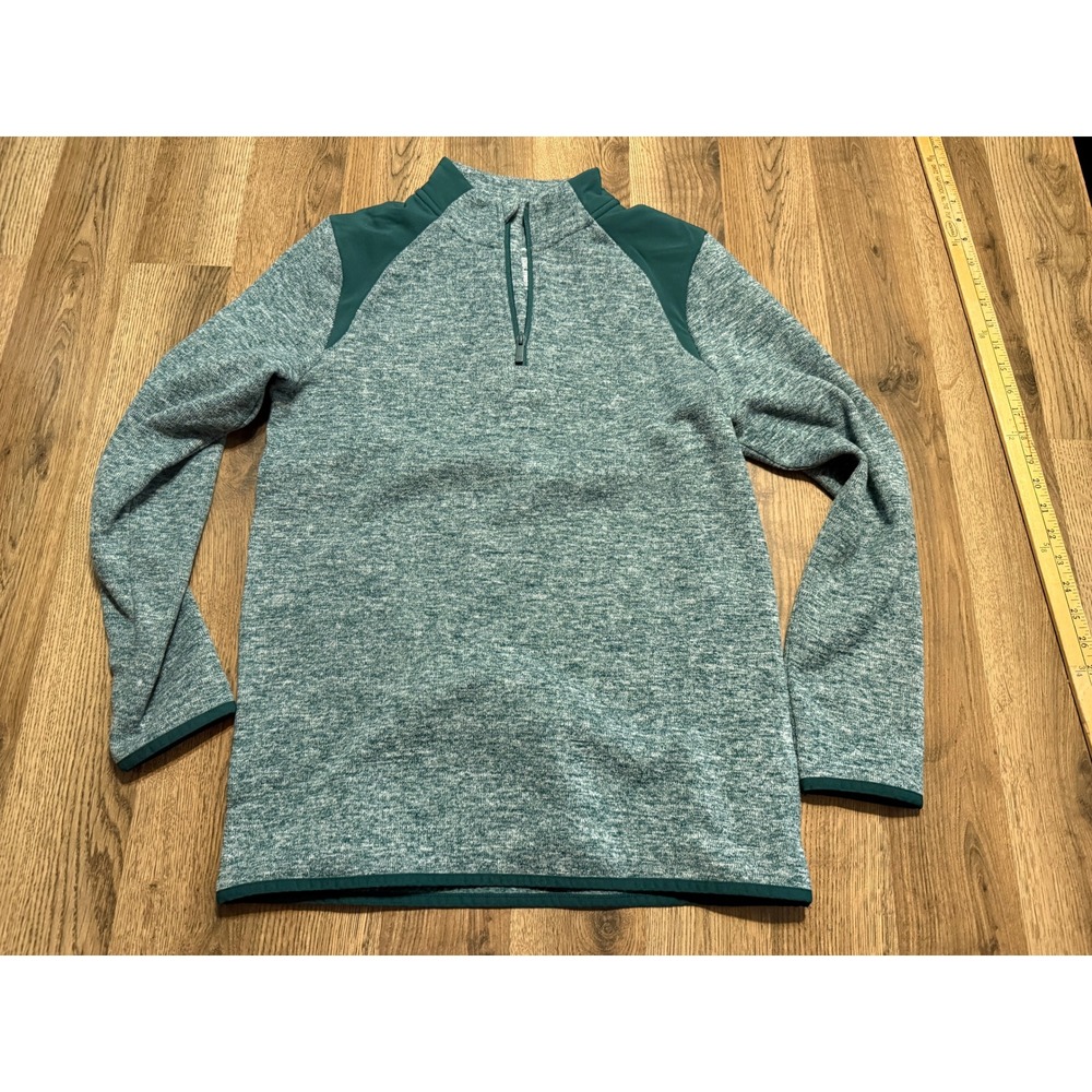 All In Motion Sweater Boys Size XL 16 Green Quarter Zip Pullover Mock Neck 50592
